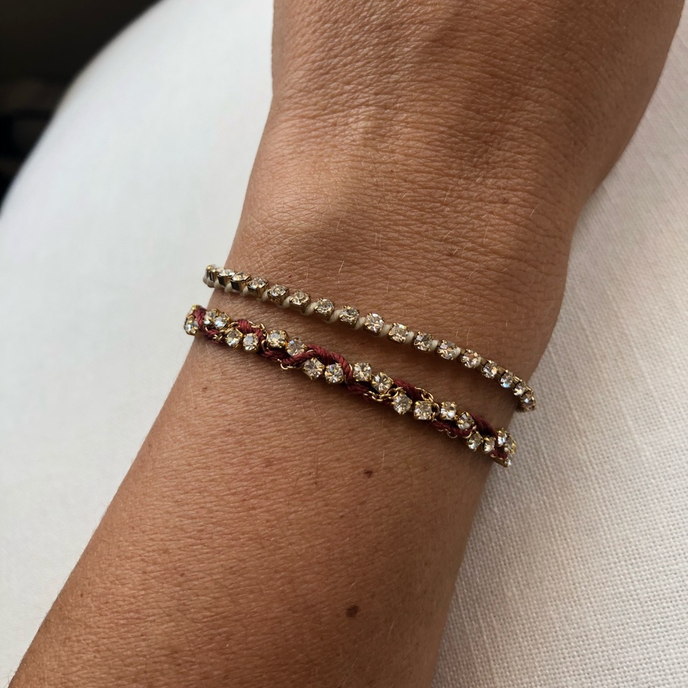 Set of 2 Gold & Crystal Bracelets